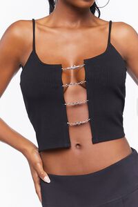 BLACK Rhinestone Heart Ladder Cutout Cami, image 6