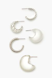 SILVER Twisted & Etched Hoop Earring Set, image 3
