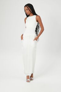 IVORY Satin Slit Midi Skirt, image 1