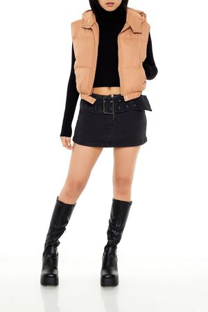 CAMEL Cropped Hooded Puffer Vest, image 2