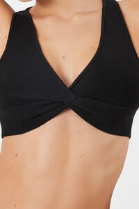 BLACK Sweater-Knit Twist-Front Crop Top, image 5