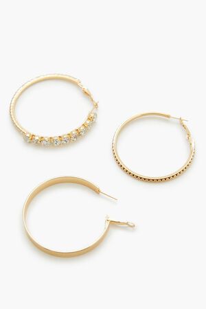 GOLD Etched Rhinestone Hoop Earrings, image 3