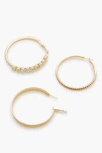 GOLD Etched Rhinestone Hoop Earrings, image 3