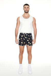 BLACK/MULTI Short Inseam Drink Print Swim Trunks, image 4
