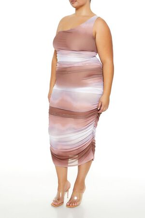 BROWN/MULTI Plus Size Cloud Wash Maxi Dress, image 3