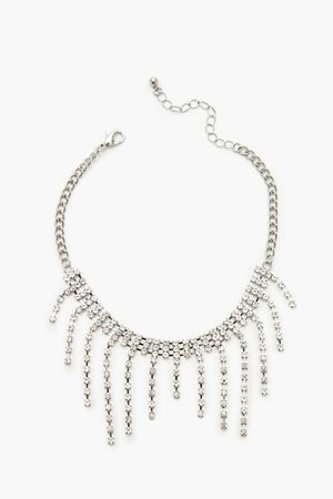SILVER/CLEAR Rhinestone Fringe Anklet, image 1