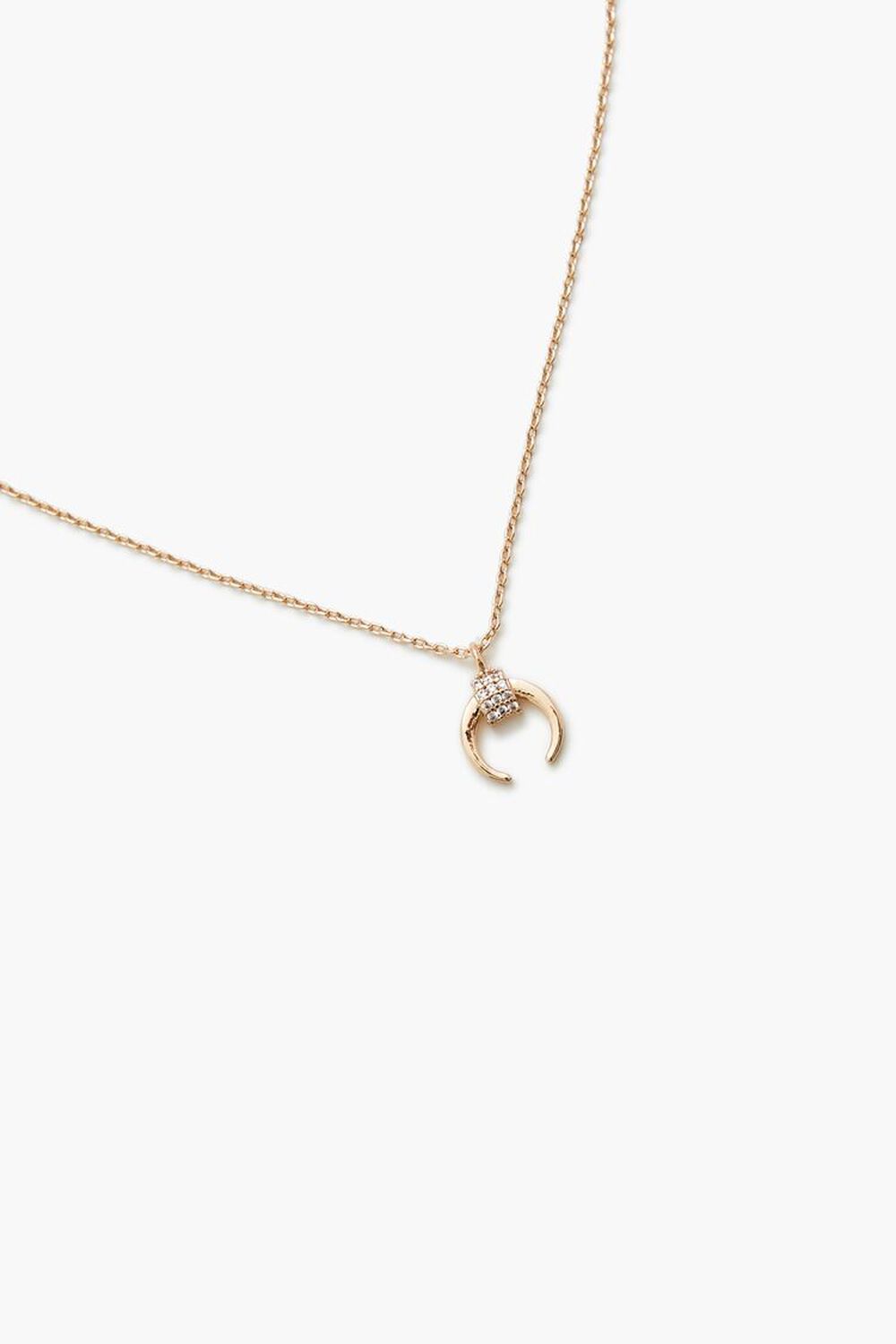GOLD/CLEAR Rhinestone Crescent Horn Necklace, image 2