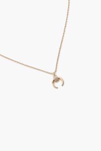 GOLD/CLEAR Rhinestone Crescent Horn Necklace, image 2