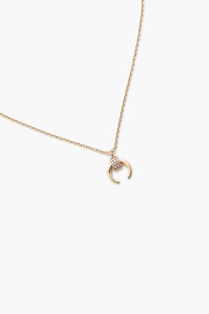 GOLD/CLEAR Rhinestone Crescent Horn Necklace, image 2