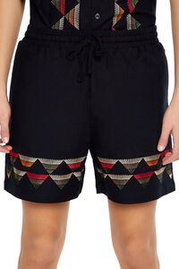 BLACK/MULTI Geo Embroidered Shorts, image 5