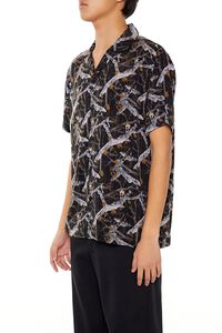BLACK/MULTI Leaf Print Short-Sleeve Shirt, image 4
