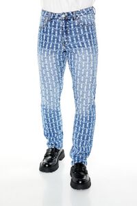 MEDIUM DENIM Frayed Slim-Fit Mid-Rise Jeans, image 5