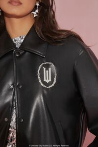 BLACK/MULTI Wicked Rhinestone Faux Leather Jacket, image 6