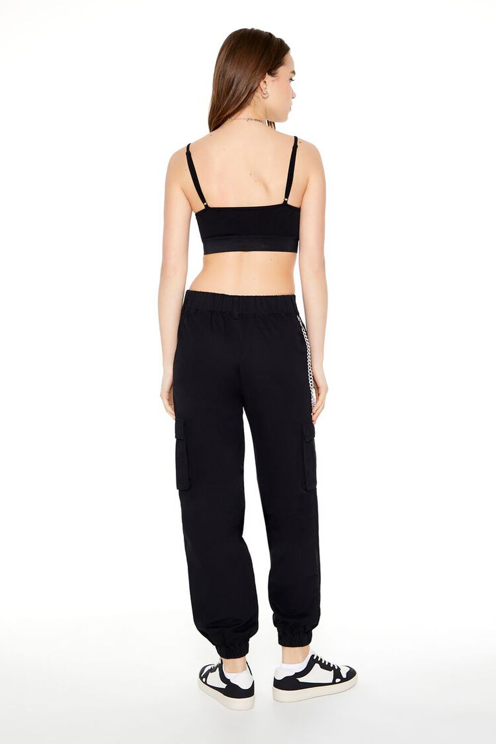 JET BLACK Wallet Chain Cargo Joggers, image 3
