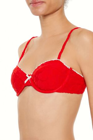 HIGH RISK RED/WHITE Heart Terry Underwire Bikini Top, image 3