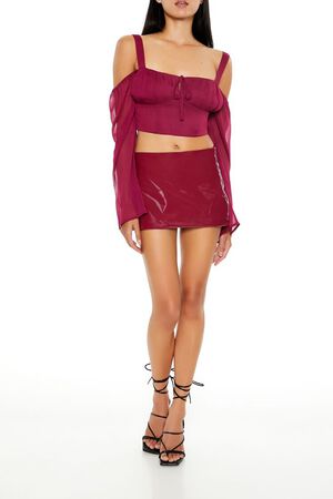 MERLOT Faux Patent Leather Mini Skirt, image 1