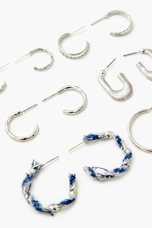 SILVER Twisted String Hoop Earring Set, image 2