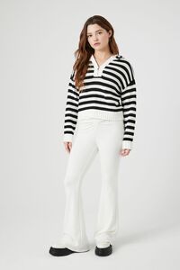 WHITE/MULTI Striped Hooded Half-Zip Sweater, image 4