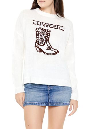 WHITE/MULTI Cowgirl Graphic Sweater, image 1