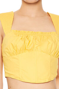 YELLOW Poplin Curved-Hem Crop Top, image 5