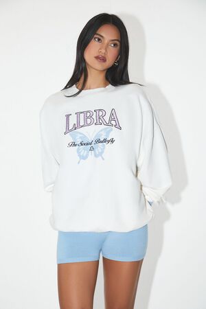 WHITE/MULTI Libra The Social Butterfly Pullover, image 1