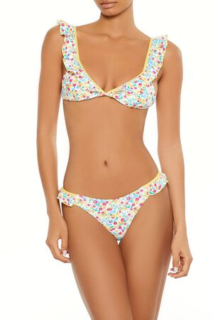 WHITE/MULTI Bright Floral High Leg Bikini Bottoms, image 3