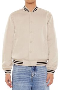 TAUPE Varsity-Striped Bomber Jacket, image 3