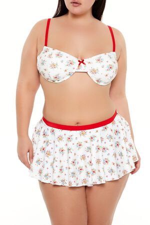 RED/MULTI Plus Size Floral Underwire Bikini Top, image 1