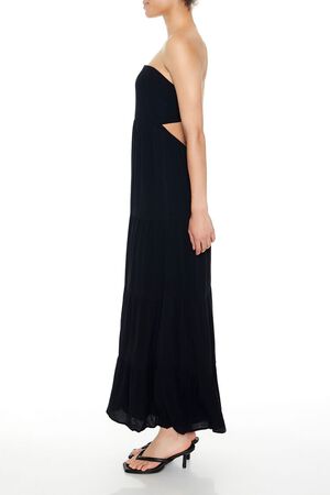 BLACK Strapless Tie-Back Maxi Dress, image 3