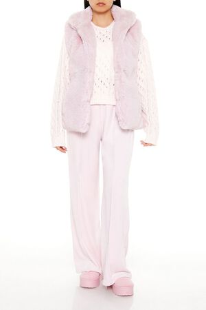 BLOSSOM Notched Faux Fur Vest, image 2