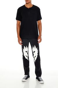 BLACK/MULTI Split Face Slim-Fit Jeans, image 1