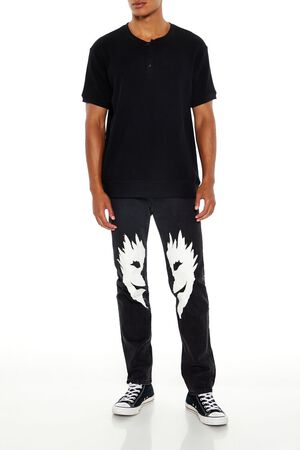 BLACK/MULTI Split Face Slim-Fit Jeans, image 1