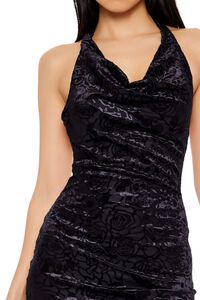 BLACK Jacquard Floral Halter Mini Dress, image 5