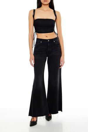 BLACK Lace-Up Crop Top, image 2