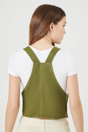 GREEN Twill Overall Crop Top, image 3