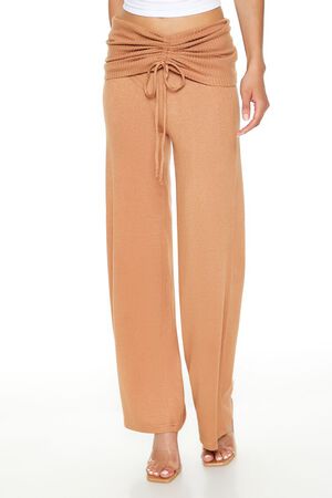 CAMEL Ruched Drawstring Foldover Pants, image 2