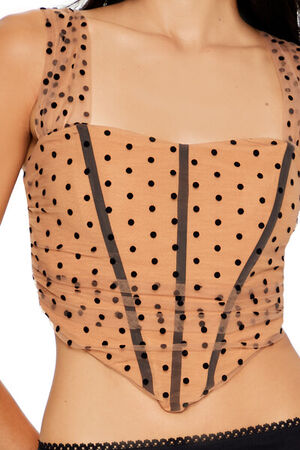 CAMEL Corset Polka Dot Crop Top, image 3