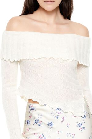 WISTERIA Ribbed Off-the-Shoulder Sweater, image 3
