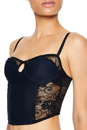 BLACK Sheer Lace Underwire Corset Bra, image 3