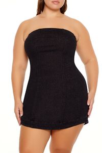 BLACK Plus Size Denim Tube Dress, image 2