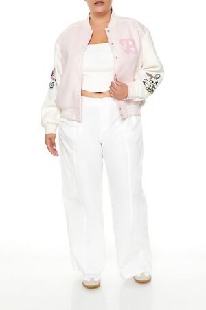 PINK/MULTI Plus Size Bunny Bomber Jacket, image 2