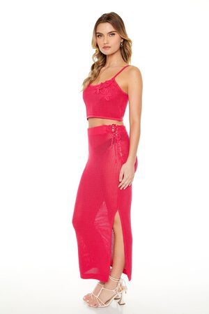 HOT PINK Crochet Maxi Skirt, image 2