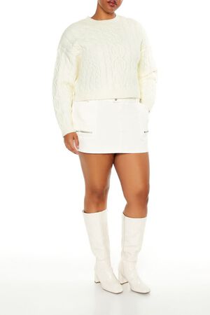 EGRET Plus Size Cable Knit Sweater, image 2