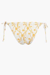 WHITE/YELLOW Chain Print String Bikini Bottoms, image 6