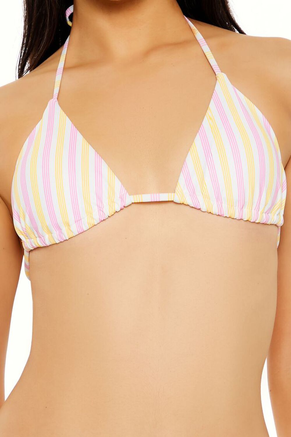 AZALEA/VIBRANT YELLOW Essentials Multi-Stripe Triangle Bikini Top, image 2