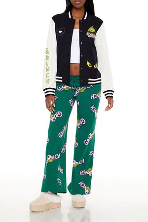 GREEN/MULTI Grinch Print Fleece Pants, image 1