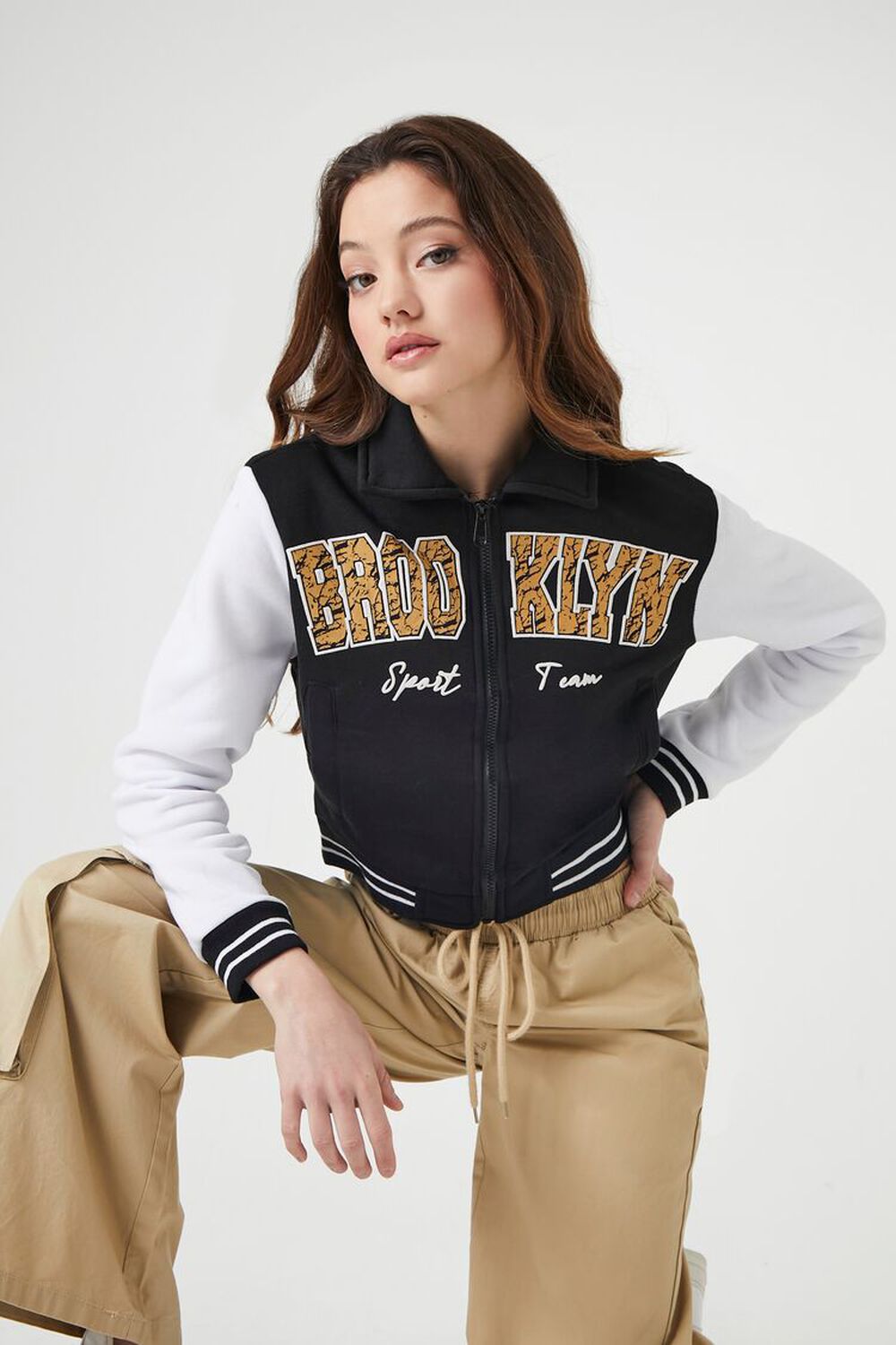 BLACK/MULTI Brooklyn Zip-Up Bomber Jacket, image 1
