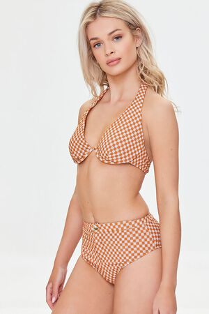 GINGER/IVORY Plaid Bikini Bottoms, image 1