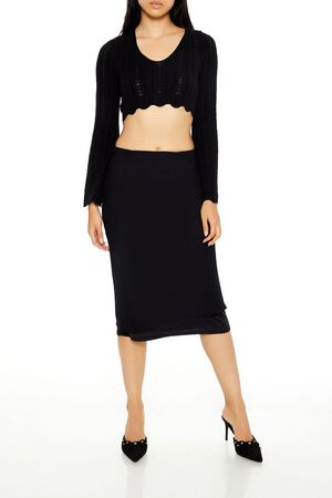 BLACK Lace-Up Cropped Sweater, image 2