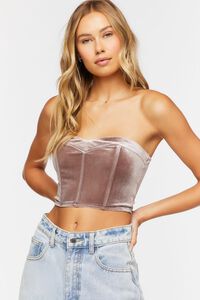 GREY Velvet Sweetheart Tube Top, image 1